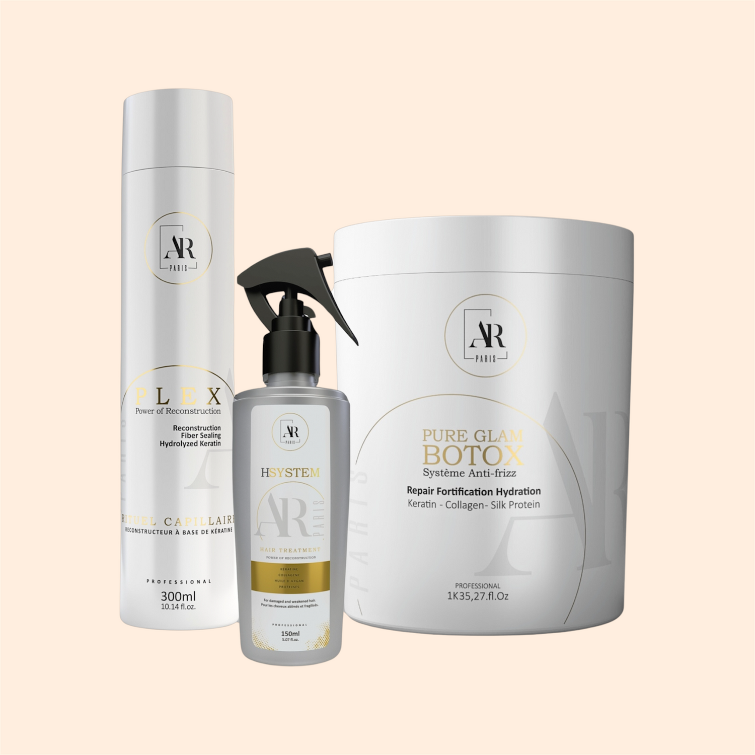 Botox capillaire professionnel AR Paris soin reconstructeur pour salons de coiffure