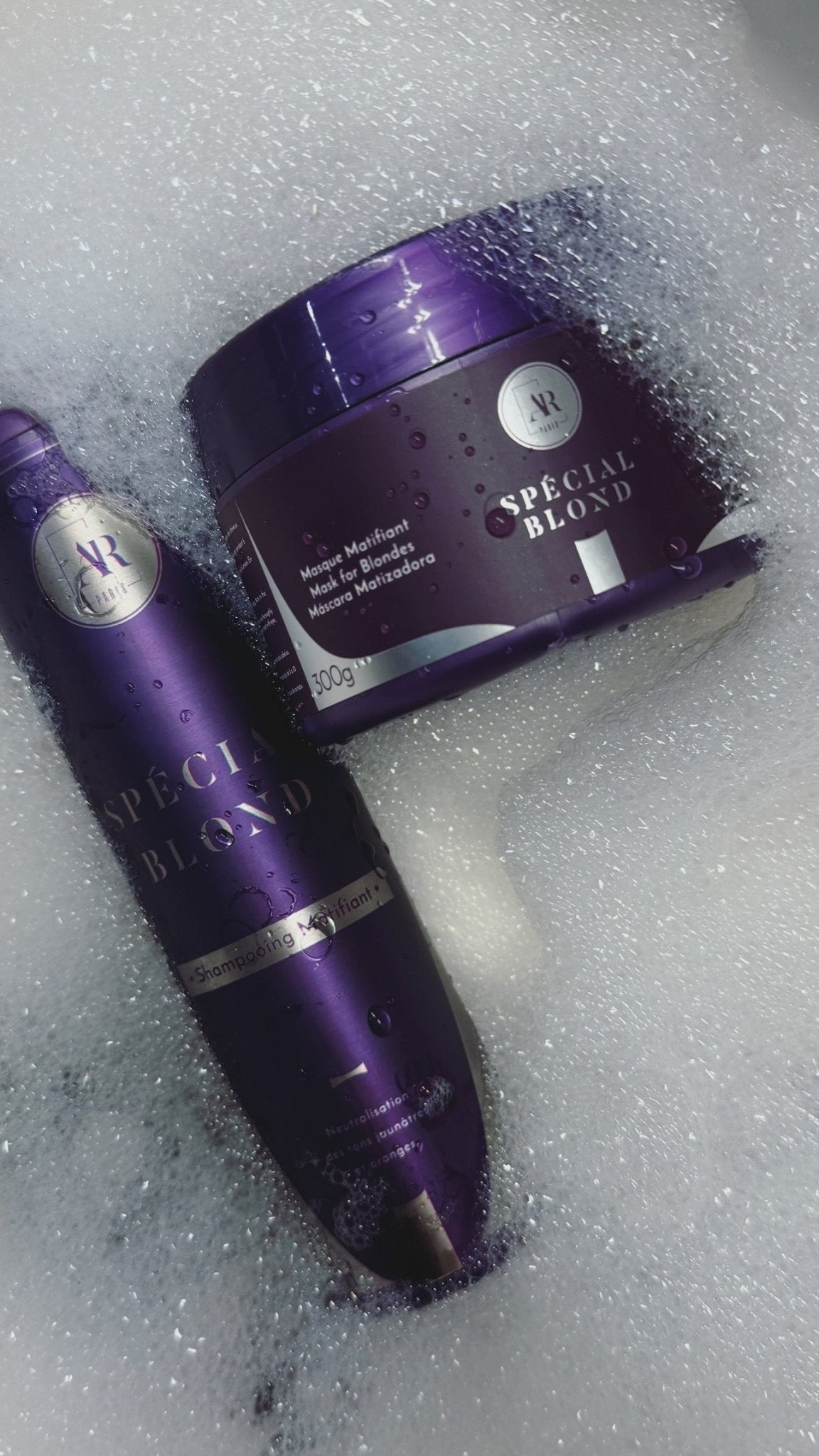 Soin blond AR Paris shampoing et masque neutralisation des reflets jaunes cheveux blonds