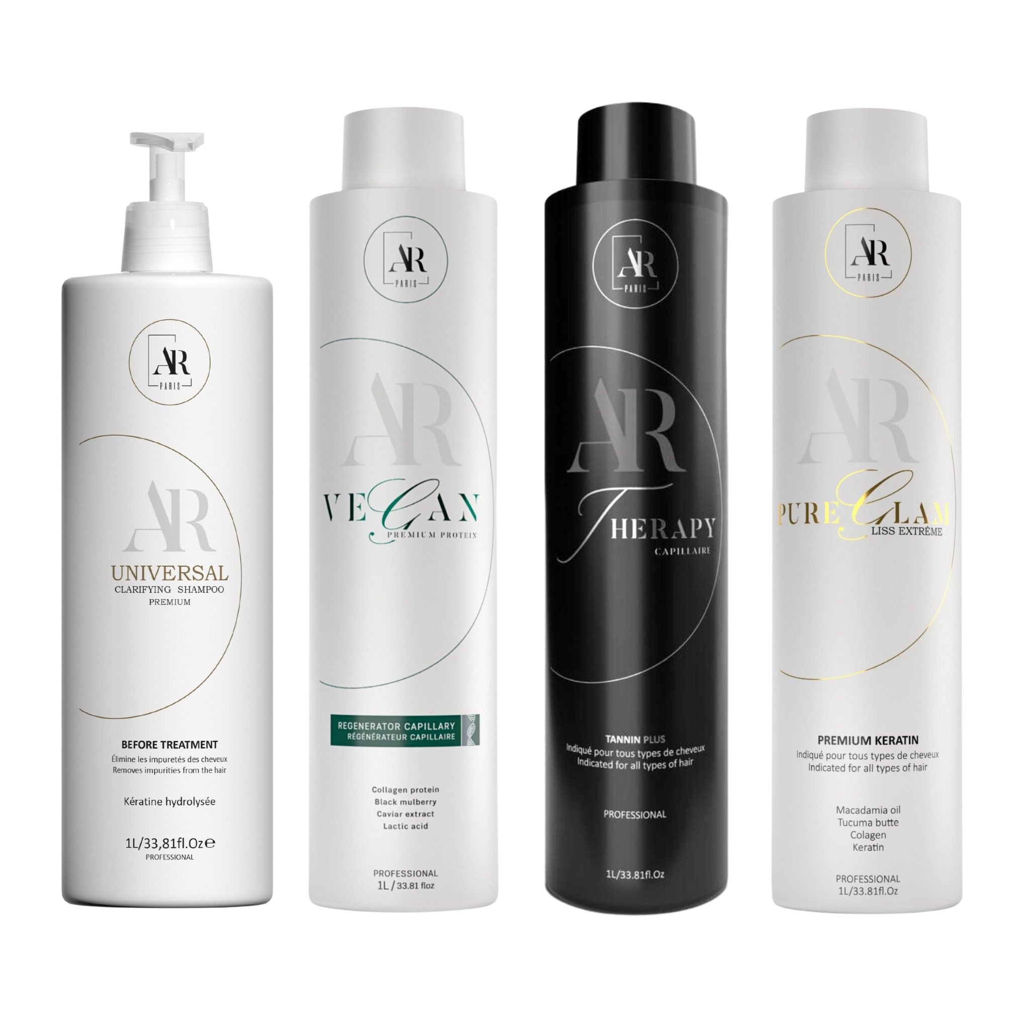 Zestaw: Tannin Therapy + Pure Glam + Vegan Protein + Shampooing Universal