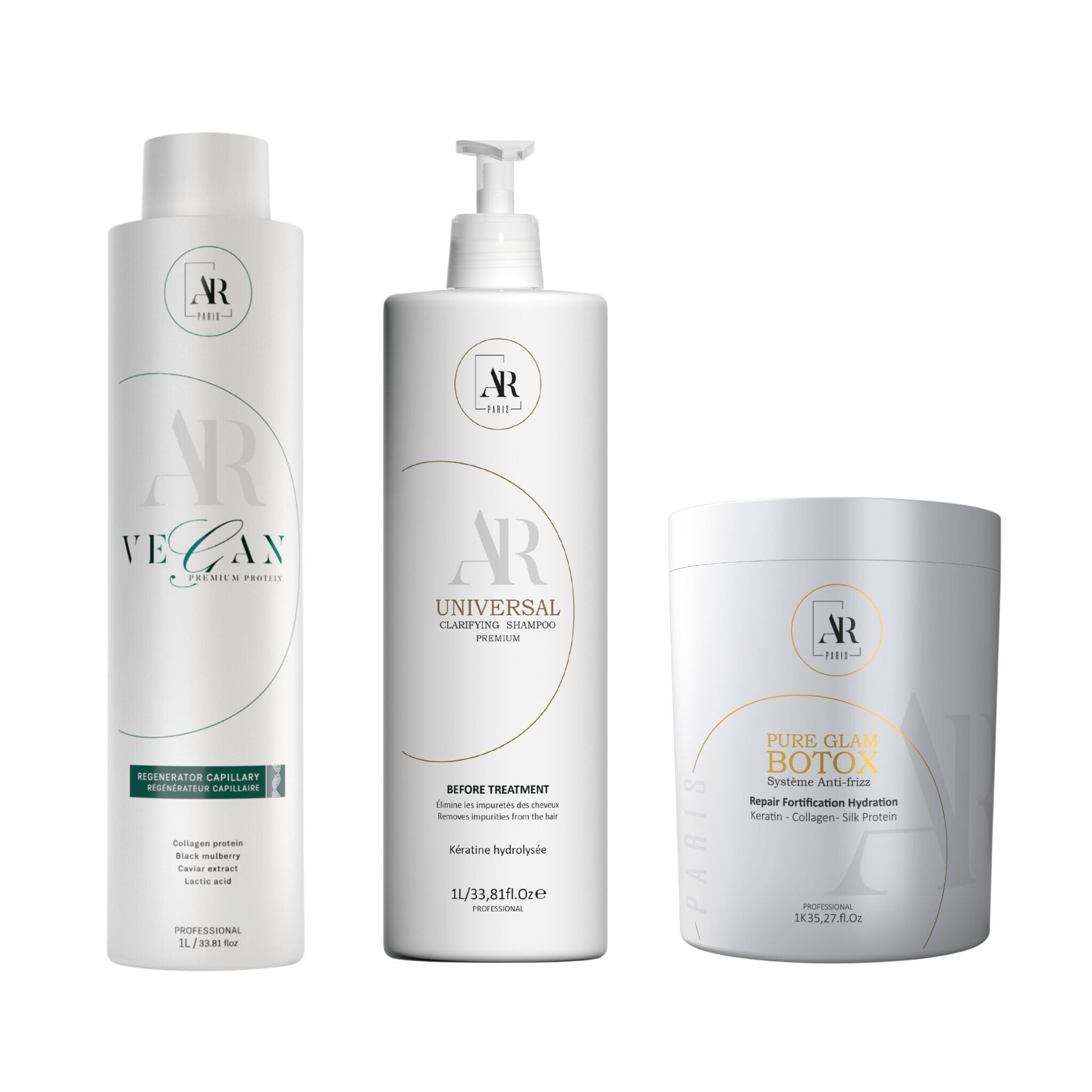 Pack: 1L Lissage Vegan Protein + 1KG Botox Pure Glam + 1L Shampoing Universal