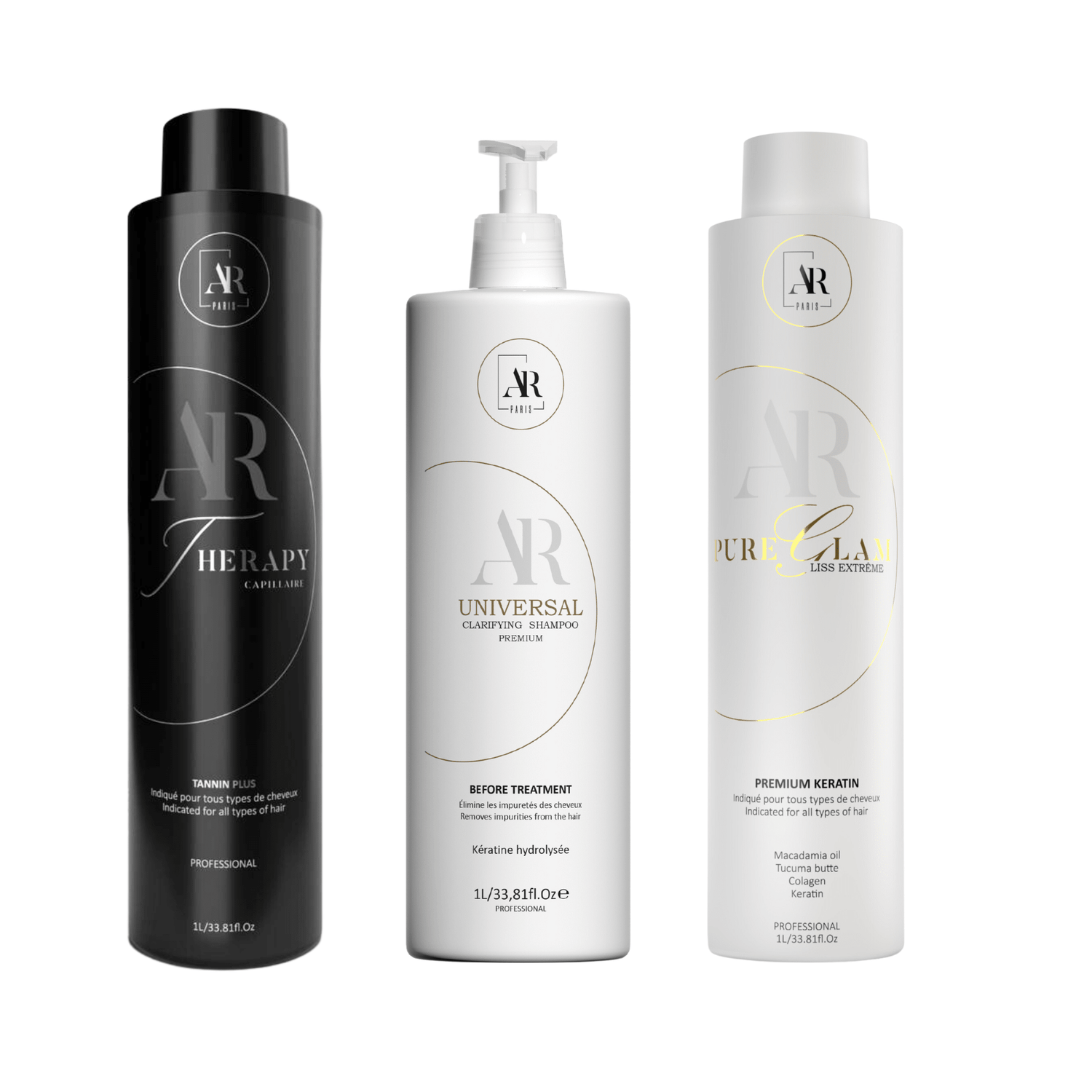 Pack: 1 Lissage Tanin + 1 lissage Pure Glam + 1 Shampoing Universal