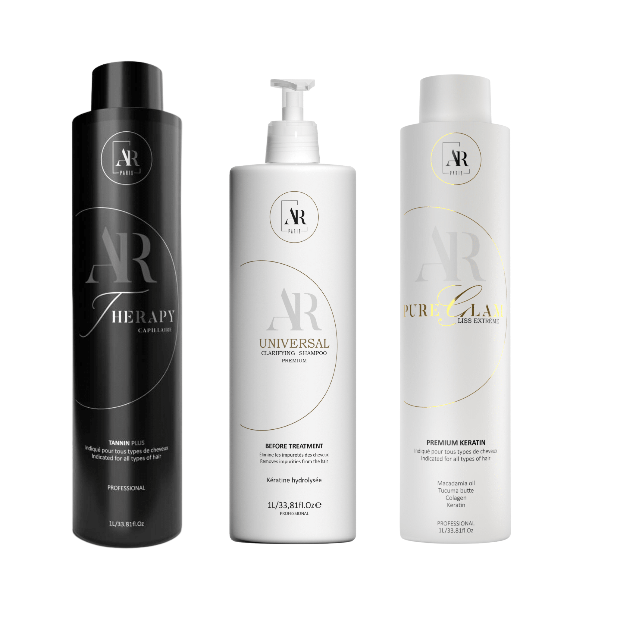 Pack: 1 Lissage Tanin + 1 lissage Pure Glam + 1 Shampoing Universal