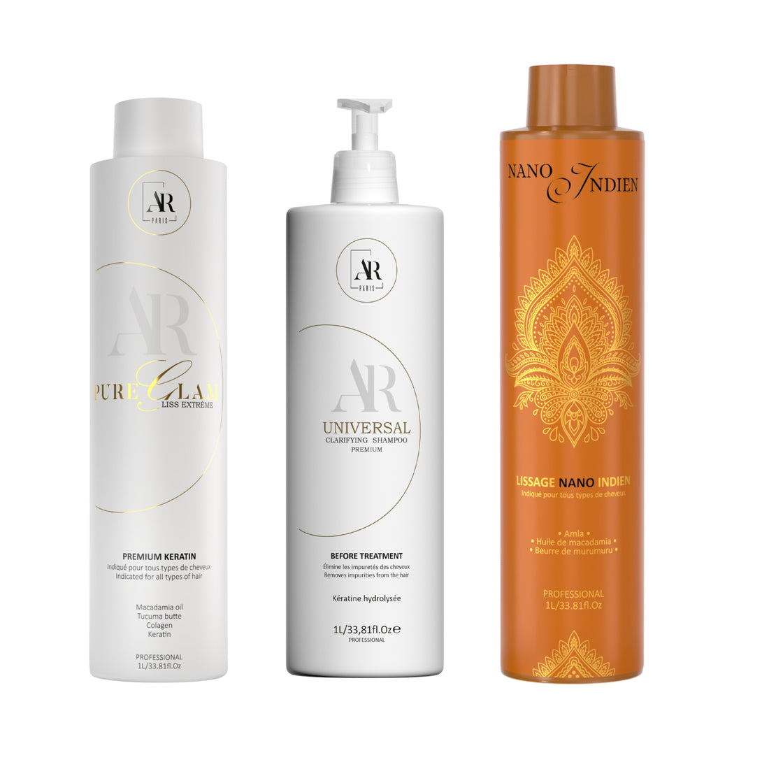 Zestaw: Pure Glam keratin + Nano Indien Amla + Shampooing Universal