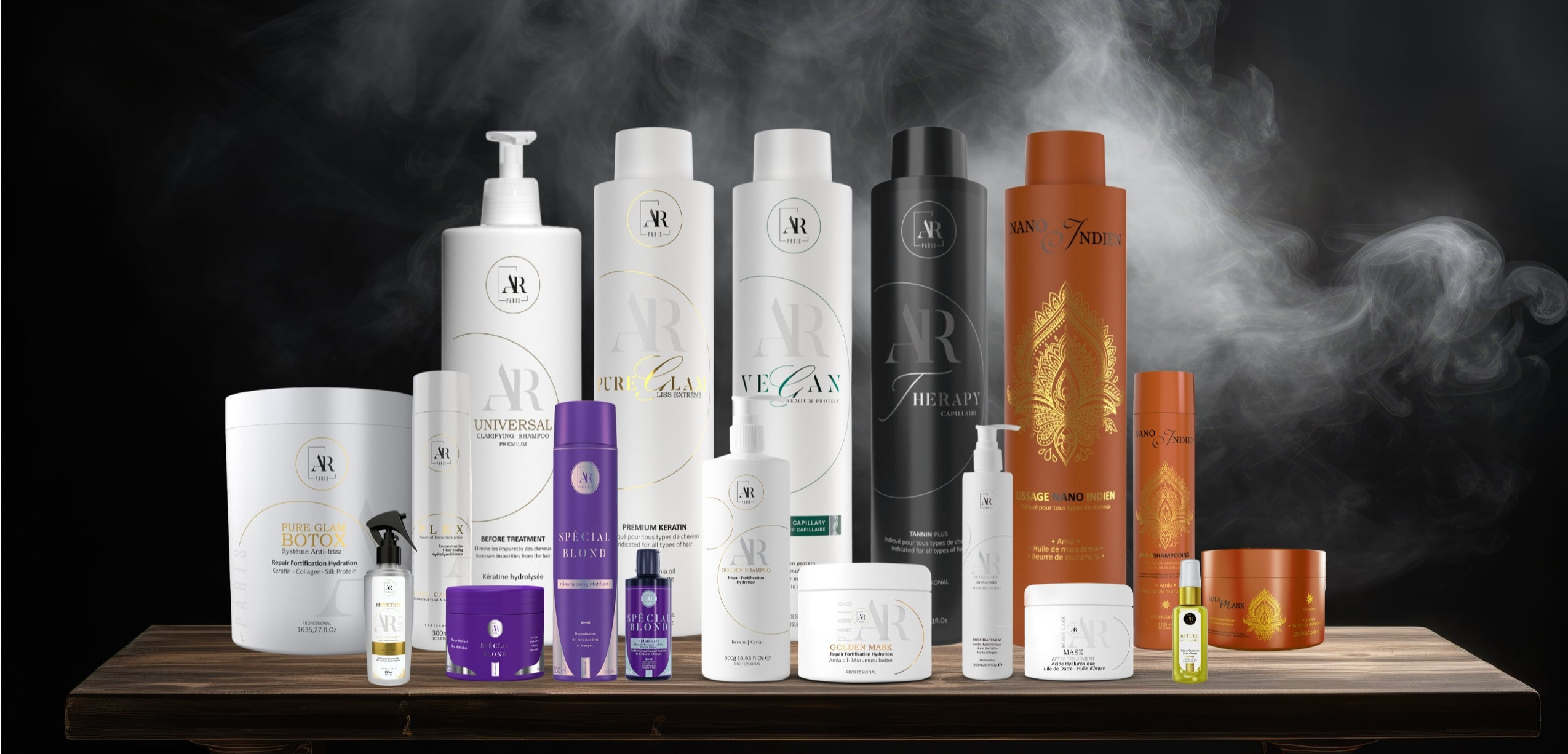 Gamme professionnelle AR Paris lissages Brésilien Tanin Indien Botox capillaire et soins d’entretien