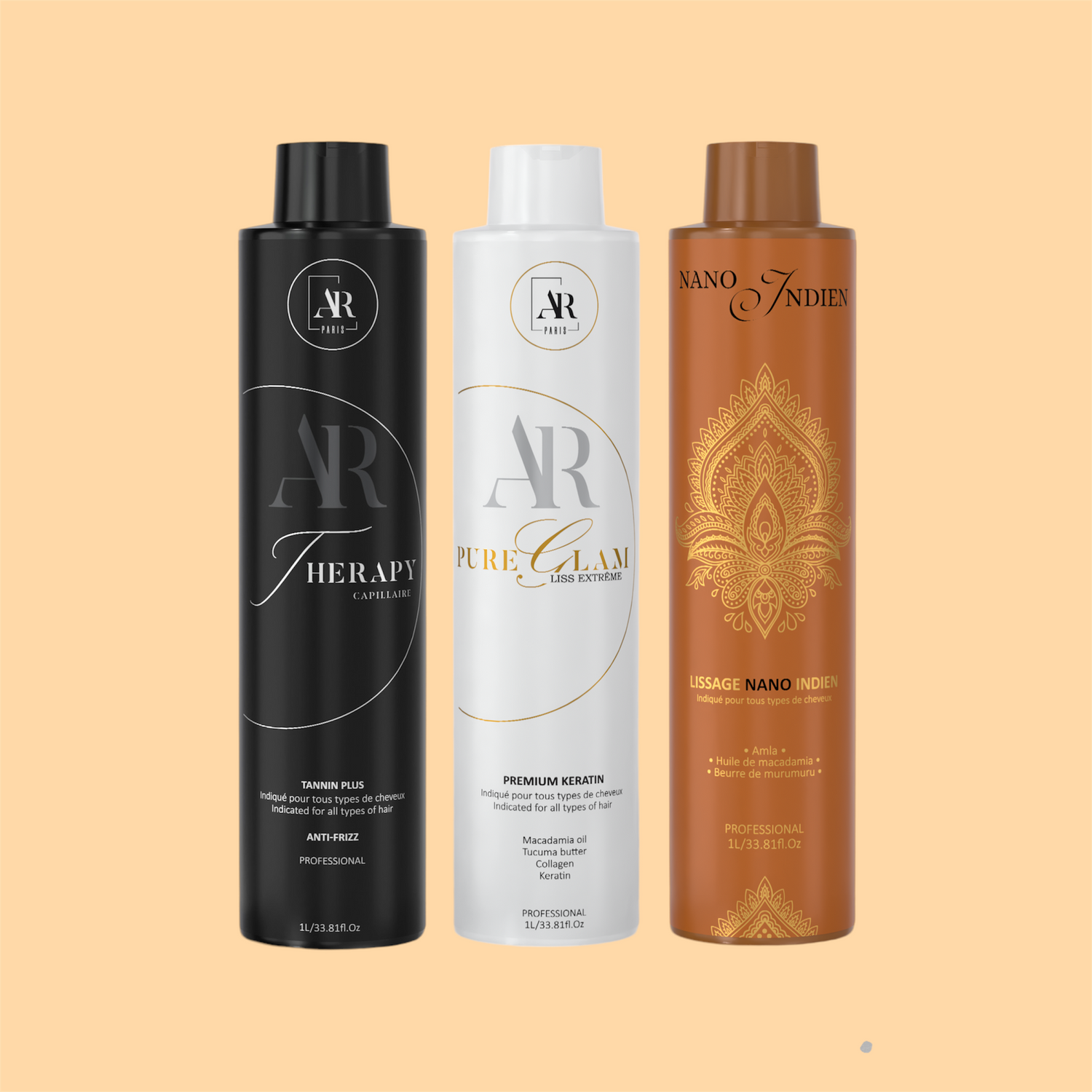 Lissages professionnels AR Paris Brésilien Tanin Indien pour salons de coiffure